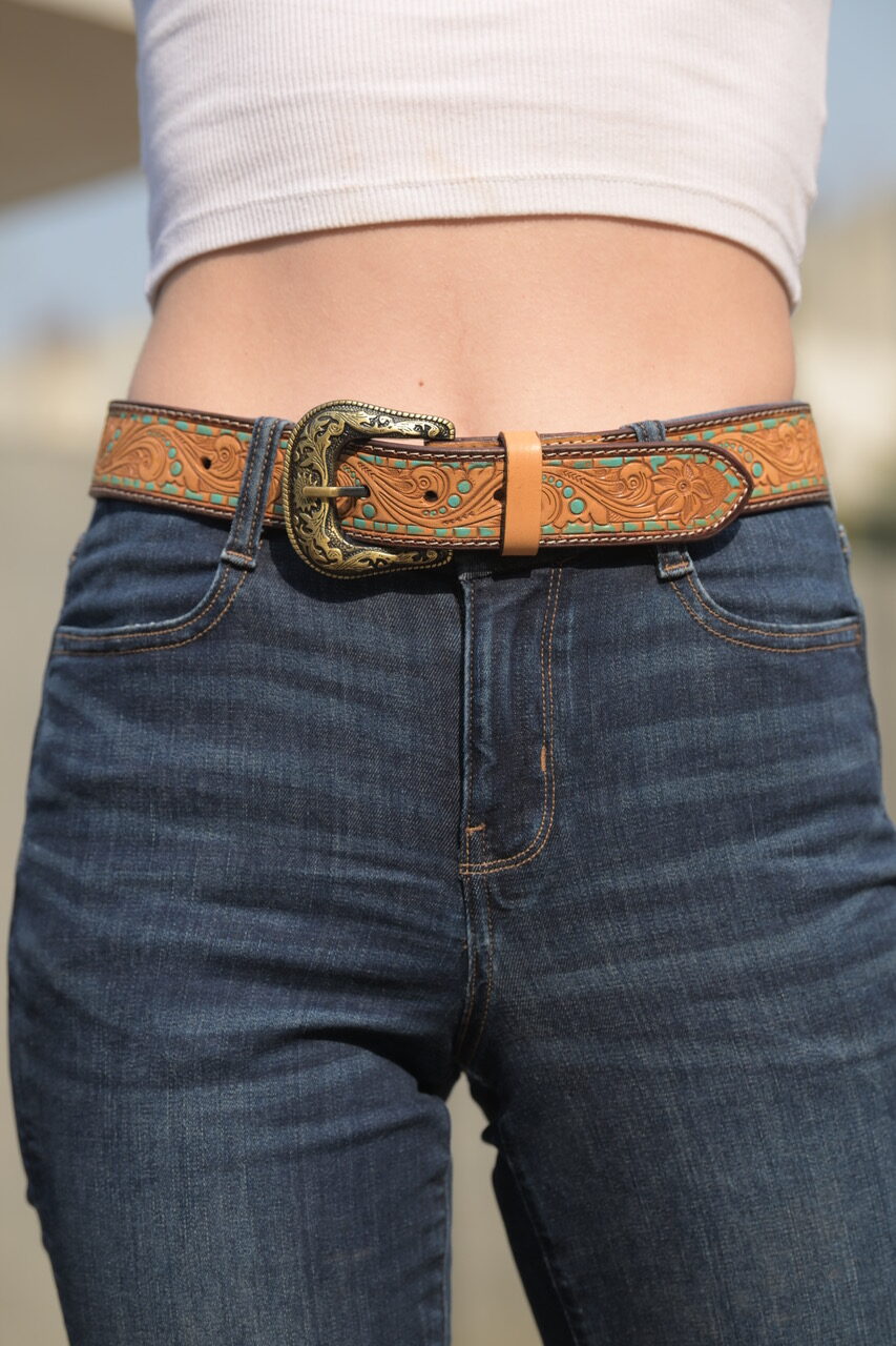 "Turquoise Trail" Leather Belt