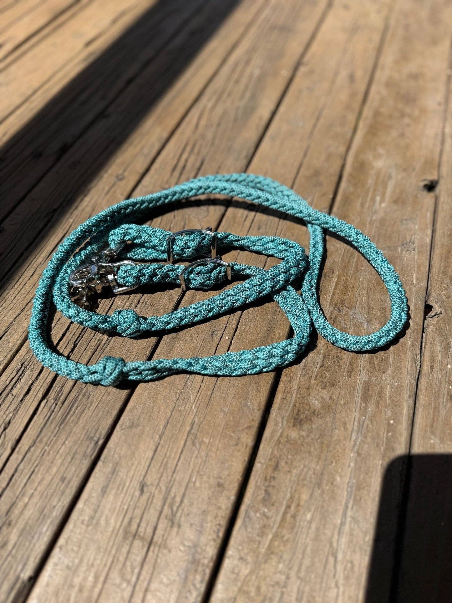 Roping Reins – Pattern Turquoise 3-Strand Nylon Horse Reins by -3H