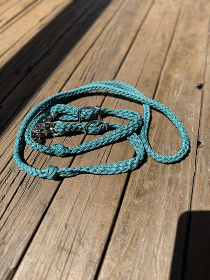 Roping Reins – Pattern Turquoise 3-Strand Nylon Horse Reins by -3H