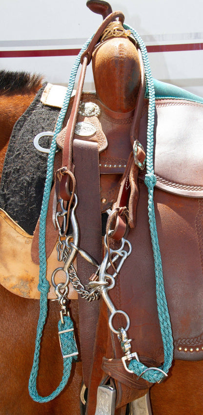 Roping reins, pattern turquoise, additional detail