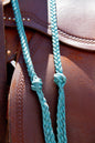 Roping reins, pattern turquoise 3-strand nylon, coiled