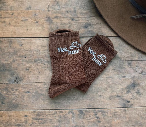"Yee Haw" Socks - Brown