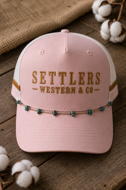 Turquoise beaded hat chain, western hat accessory