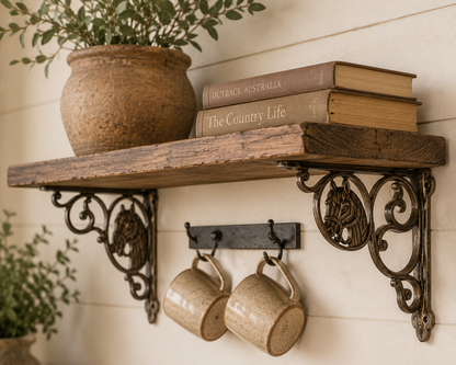 The Stallion Shelf Bracket pair, rustic country home hardware