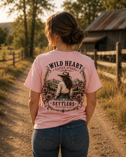 Wild Heart, Raised Strong country graphic tee, front print