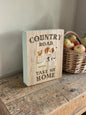 "Down on the Farm" rustic country road sign plaque block