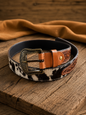 Cowhide Country Hairon Belt, dark speckle swatch
