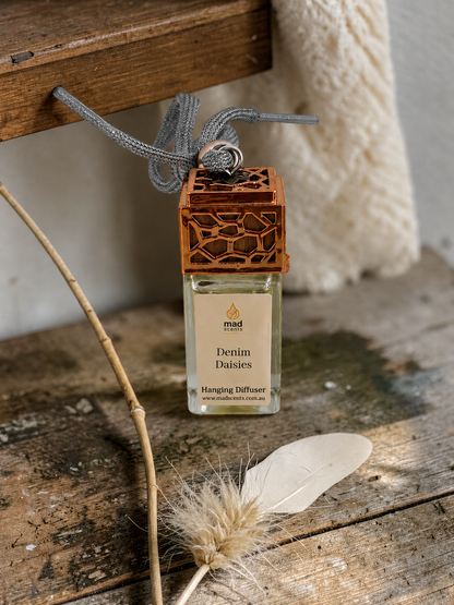 Rustic car diffuser in Denim Daisies scent