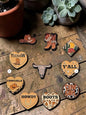 "Wild West" enamel hat pins, western themed accessory
