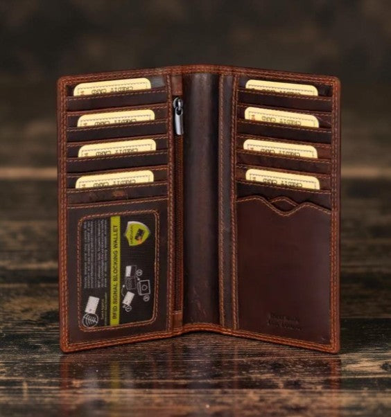 Greenwood Leather RFID Monika Ridge Wallet in sandal, interior view