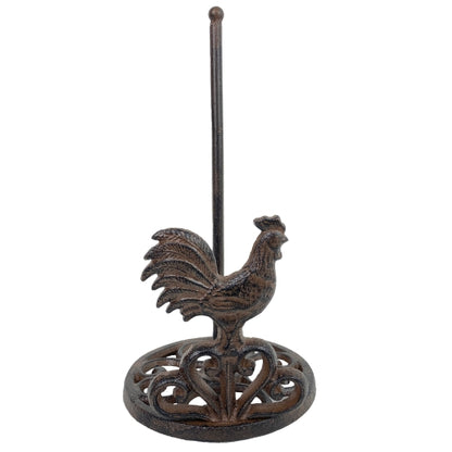 The Farmhouse Rooster Roll Stand, close-up detail view