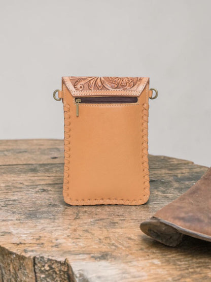 "Tole" leather phone bag, back view