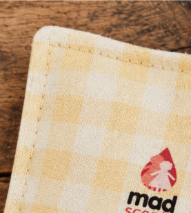 Country linen aroma bag, folded flat lay view