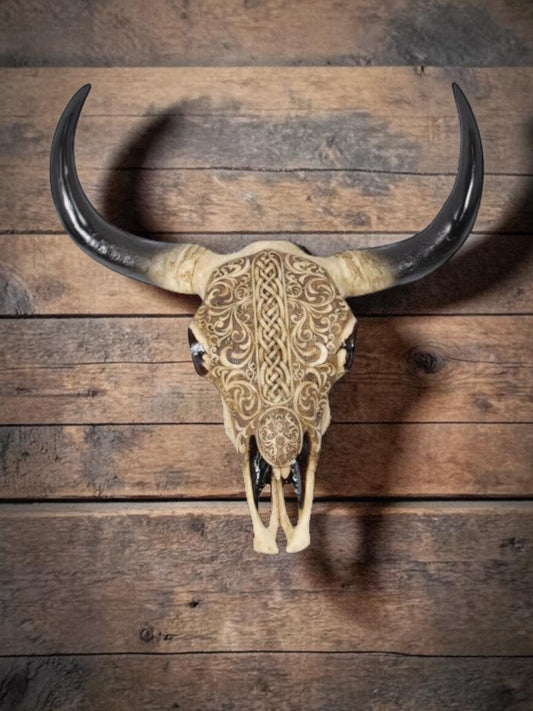 "Tribal Spirit" Resin Cow Skull Wall Hanger