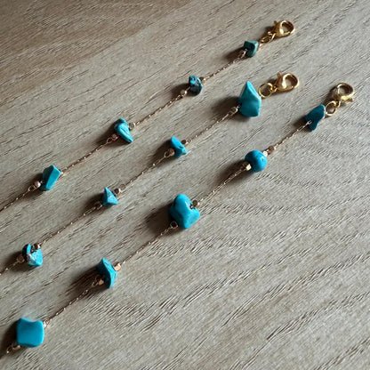 Turquoise beaded hat chain, worn on hat