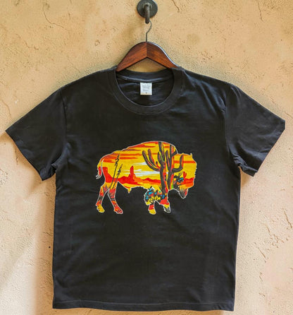 Sunset Bison country graphic tee, front print