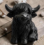 3D printed Highland cow statue, black
