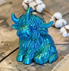 3D Printed Highland Cow Keyring