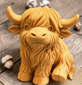 3D printed Highland cow statue, brown