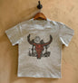 Leopard Longhorn country graphic tee, cow skull design front print