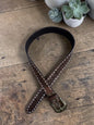 "Buck & Stitch" brown leather belt with floral tooling