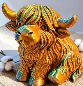 3D Printed Highland Cow Statues