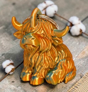 3D Printed Highland Cow Keyring