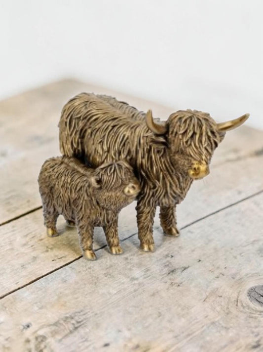 "Golden Grazer" Highland Cow Statue