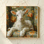 Country cottage animal print featuring a sheep, design 1