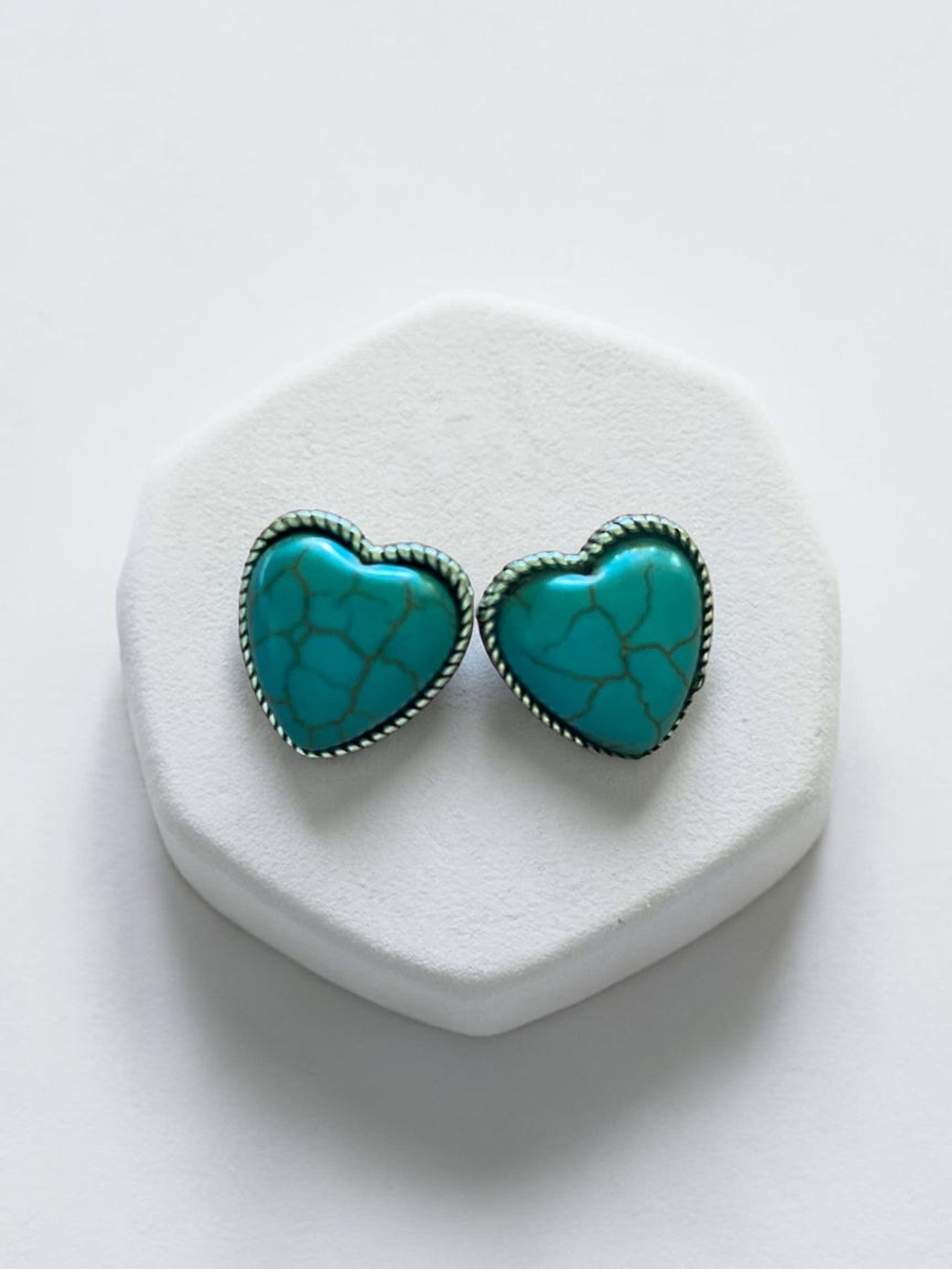 "Turquoise Hearts" heart-shaped stud earrings