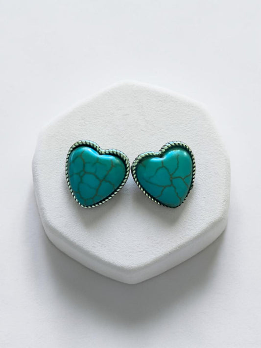 "Turquoise Hearts" Studs