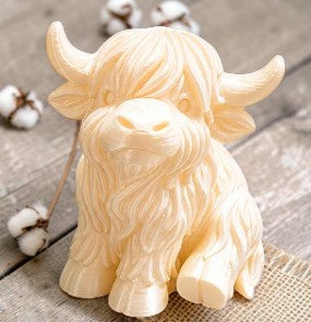 3D printed Highland cow statue, white